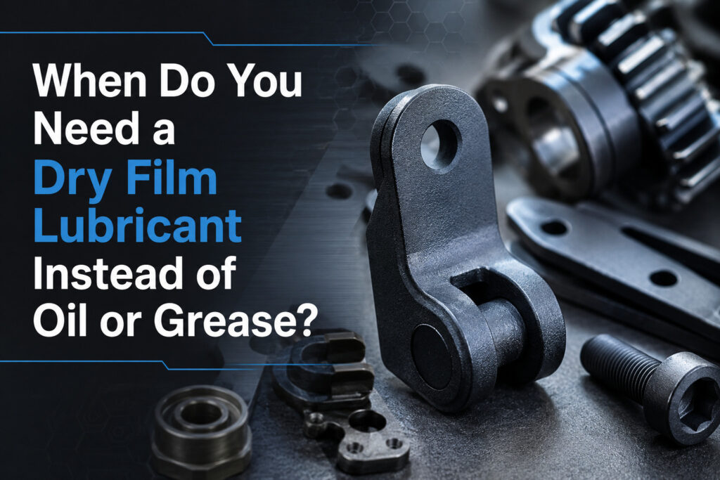 Dry film lubricant coating applied to precision metal components for aerospace and industrial applications.